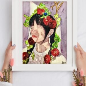 Watercolor-girl-flower